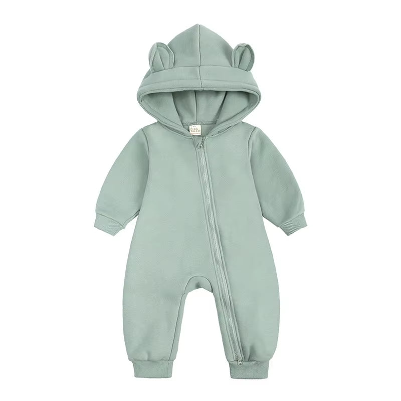 2024 Baby Winter Fleece Romper Print Cotton Warm Outfit Clothes for 0-24M Jumpsuit Newborn Toddler Bear Hoodies Bodysuit Costume