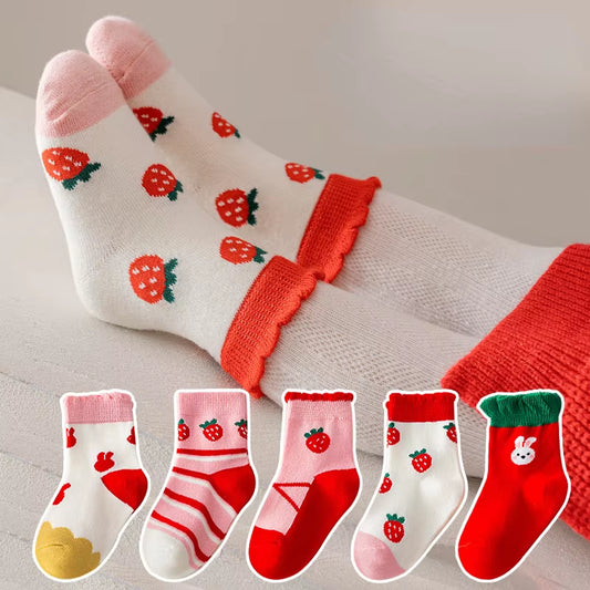 5Pairs/Lot Infant Baby Socks Autumn Baby Socks for Girls Cotton Newborn Cartoon Boy Toddler Socks Baby Clothes Accessories