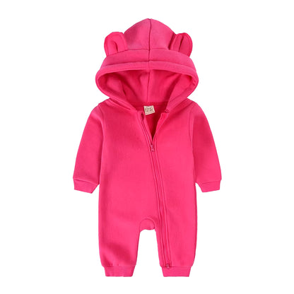 2024 Baby Winter Fleece Romper Print Cotton Warm Outfit Clothes for 0-24M Jumpsuit Newborn Toddler Bear Hoodies Bodysuit Costume