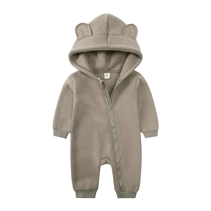 2024 Baby Winter Fleece Romper Print Cotton Warm Outfit Clothes for 0-24M Jumpsuit Newborn Toddler Bear Hoodies Bodysuit Costume