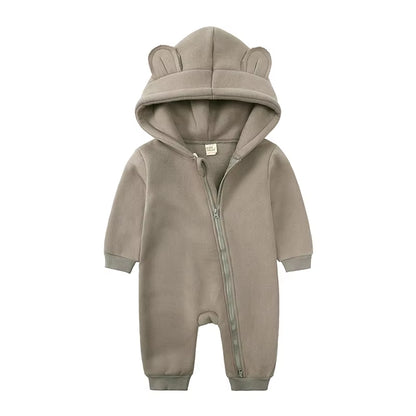 2024 Baby Winter Fleece Romper Print Cotton Warm Outfit Clothes for 0-24M Jumpsuit Newborn Toddler Bear Hoodies Bodysuit Costume