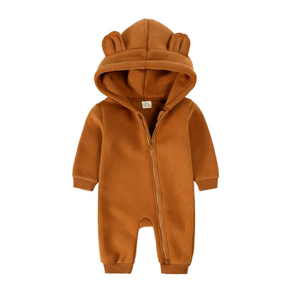 2024 Baby Winter Fleece Romper Print Cotton Warm Outfit Clothes for 0-24M Jumpsuit Newborn Toddler Bear Hoodies Bodysuit Costume