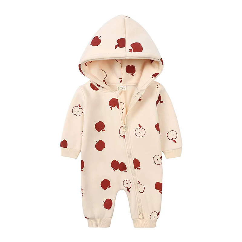 2024 Baby Winter Fleece Romper Print Cotton Warm Outfit Clothes for 0-24M Jumpsuit Newborn Toddler Bear Hoodies Bodysuit Costume