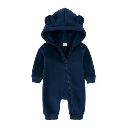 2024 Baby Winter Fleece Romper Print Cotton Warm Outfit Clothes for 0-24M Jumpsuit Newborn Toddler Bear Hoodies Bodysuit Costume