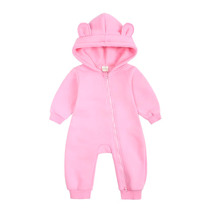 2024 Baby Winter Fleece Romper Print Cotton Warm Outfit Clothes for 0-24M Jumpsuit Newborn Toddler Bear Hoodies Bodysuit Costume