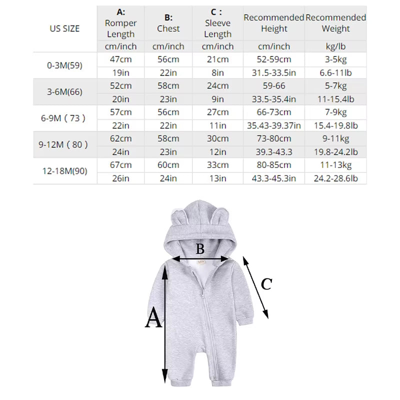 2024 Baby Winter Fleece Romper Print Cotton Warm Outfit Clothes for 0-24M Jumpsuit Newborn Toddler Bear Hoodies Bodysuit Costume